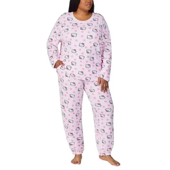 NWT Hello Kitty Women's 2-PC Printed Long Sleeve Soft Jersey Pajama Lounge Set - Picture 6 of 11